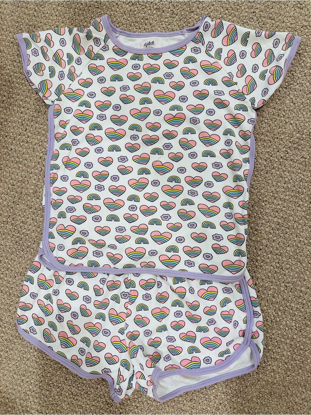 Girls Rainbow Heart Pajama Set